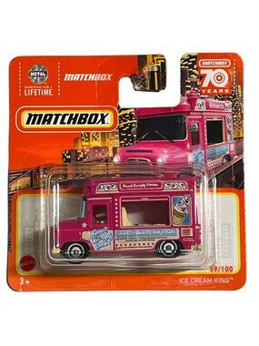 Matchbox Ice Cream King Pink 70 Years Short Card Diecast
